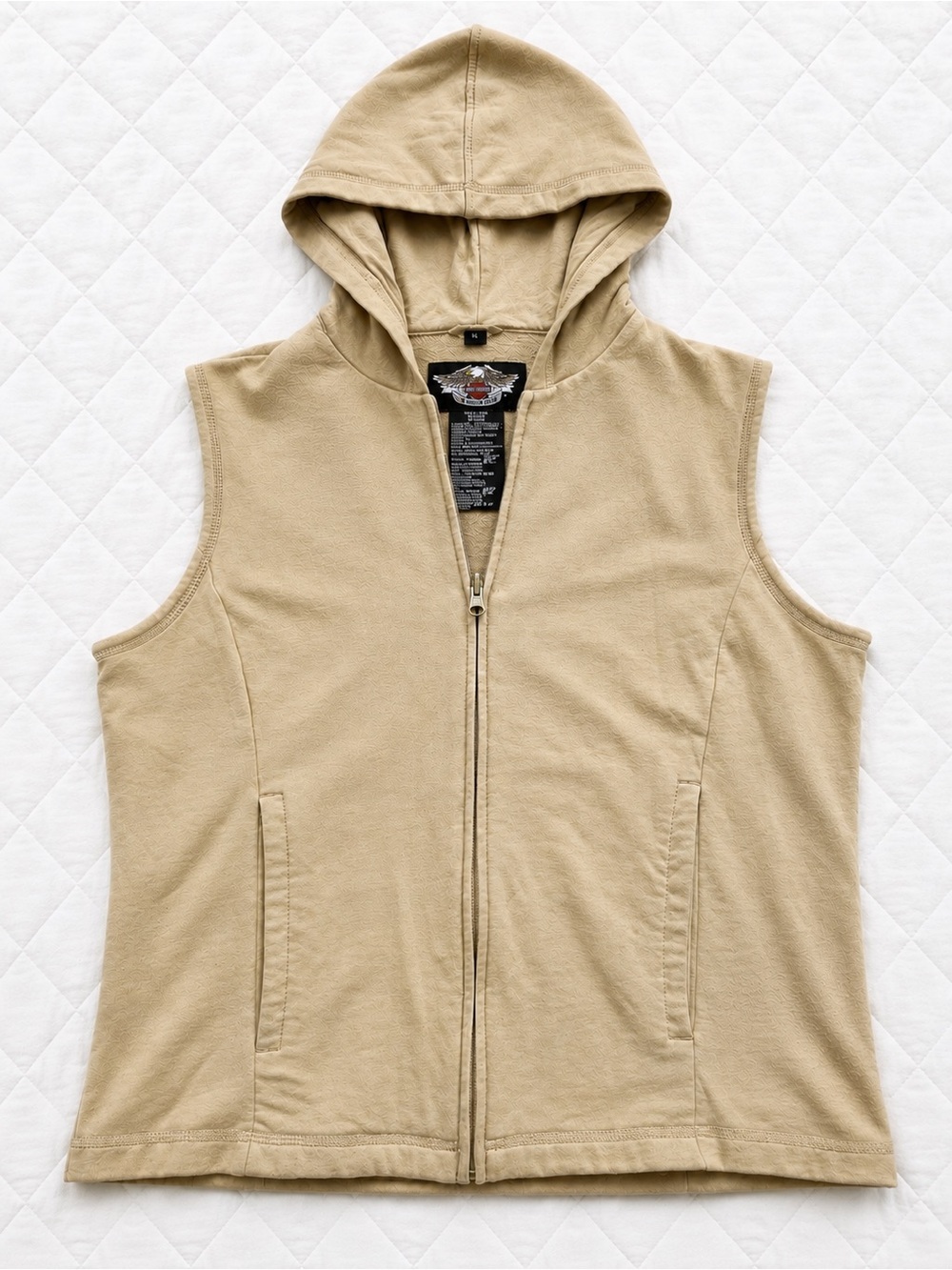 Harley-Davidson Beige Hooded Zip-In Liner Vest XL Removable Jacket Liner​